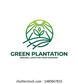 Agricultural or plantation Logo design can be used as symbols, brand identity, icons, or others. farm logo inspiration. Color and text can be changed according to your need.