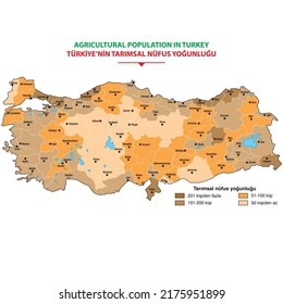 Agricultural population density of Turkey. Vector illustrator