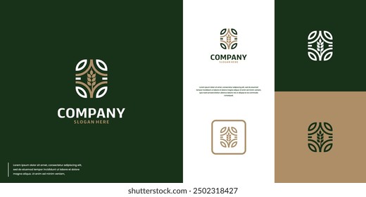 agricultural product logo , wheat or rice , modern abstract , logo vector template.