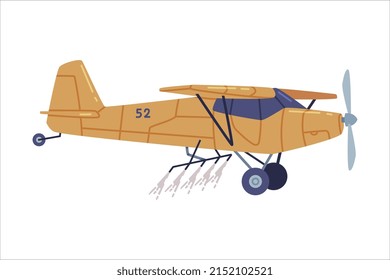 Agricultural Propeller Plane For Aerial Application Of Pesticides Vector Illustration