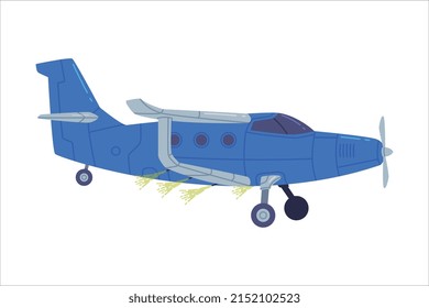 Agricultural Propeller Plane For Aerial Application Of Pesticides Vector Illustration