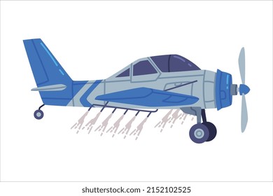 Agricultural Propeller Plane For Aerial Application Of Pesticides Vector Illustration