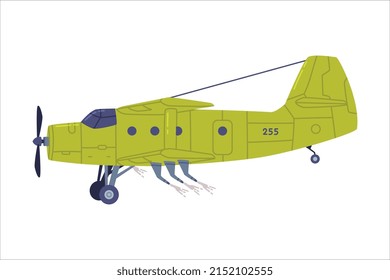 Agricultural Propeller Plane For Aerial Application Of Pesticides Vector Illustration