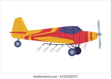 Agricultural Propeller Plane For Aerial Application Of Pesticides Vector Illustration