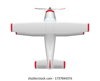 Agricultural propeller plane isolated on white background. Airplane in cartoon style. Vector illustration