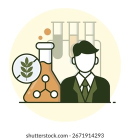 Cientista agrícola com balão e tubos de teste ícone
