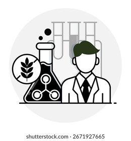 Agricultural Scientist with Flask and Test Tubes Icon