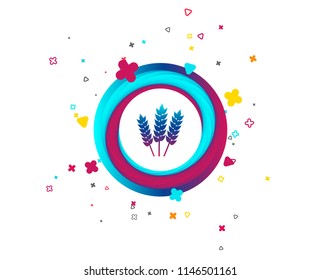 Agricultural sign icon. Gluten free or No gluten symbol. Colorful button with icon. Geometric elements. Vector