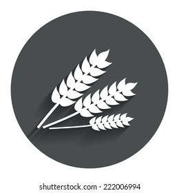 Agricultural sign icon. Gluten free or No gluten symbol. Circle flat button with shadow. Modern UI website navigation. Vector