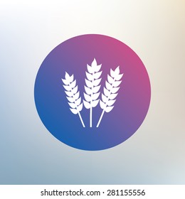 Agricultural sign icon. Gluten free or No gluten symbol. Icon on blurred background. Vector