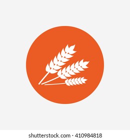 Agricultural sign icon. Gluten free or No gluten symbol. Orange circle button with icon. Vector