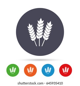 Agricultural sign icon. Gluten free or No gluten symbol. Round colourful buttons with flat icons. Vector