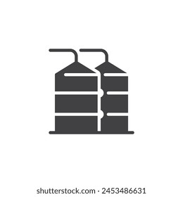 Icono de Vector de silos agrícolas. signo plano relleno para concepto móvil y Diseño web. Icono de glifo de almacén de silos. Símbolo, ilustración del logotipo. Vector gráfico