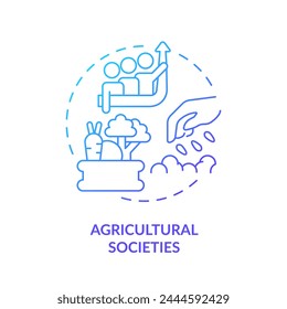 Agricultural society blue gradient concept icon. Agrarian community. Population growth. Crop production. Round shape line illustration. Abstract idea. Graphic design. Easy to use in article