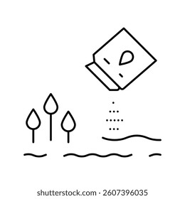 agricultural sowing line icon vector. agricultural sowing sign. isolated contour symbol black illustration