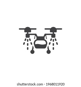 Icono de vector de fumigación agrícola con drones. signo plano relleno para concepto móvil y diseño web. Icono de glifo de drones agrícolas. Símbolo, ilustración del logotipo. Gráficos vectoriales