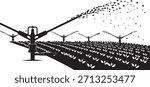 Agricultural Sprinkler Irrigation System Vector Illustration