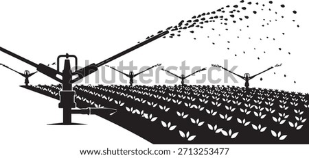 Agricultural Sprinkler Irrigation System Vector Illustration