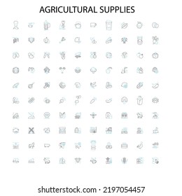 íconos de suministros agrícolas, signos, símbolos de contorno, colección de líneas de ilustración lineal de concepto