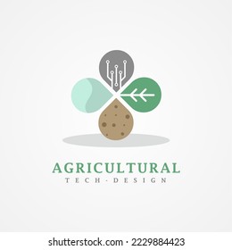 Vector de logotipo de diseño de elementos de tecnología agrícola