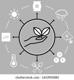 Agricultural Technology  Concept, Information Of Modern Smart Farming  Icon, Vecter.