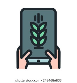 Agricultural Technology icon. Agriculture icon. Plant growth monitoring application.