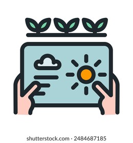 Agricultural Technology icon. Agriculture icon. Weather monitoring application for agriculture.