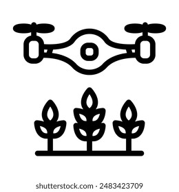 Agricultural technology icon. Drones to monitor agriculture.