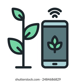 Agricultural Technology icon. Plant growth monitoring application.