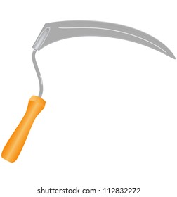 Agricultural tool for cutting grass - sickle. Vector illustration.