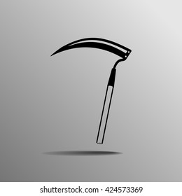 Agricultural tool for cutting grass - sickle. Vector illustration.