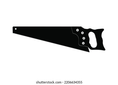 Agricultural tool - hacksaw. Handsaw. Arm-saw. Hand saw with wooden handle. Vector illustration isolated on white