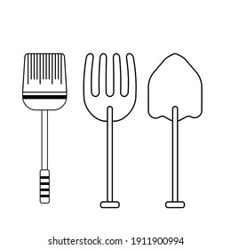 Agricultural tool outline. flat design nature and agriculture concept. Agribusiness and gardening services. stroke, thin line. Vector, illustration