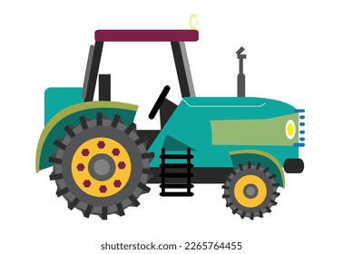 Agricultural Tractor flat artwork concept. Editable Clip Art.