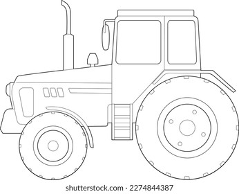 Dibujo de tractor agrícola blanco y negro

