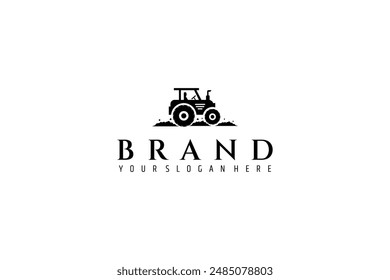 agricultural tractor vehicle vector logo design