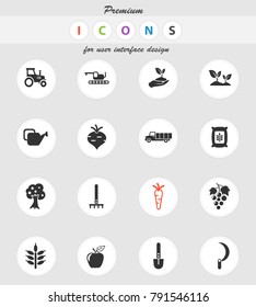 agricultural vector icons for web and user interface design