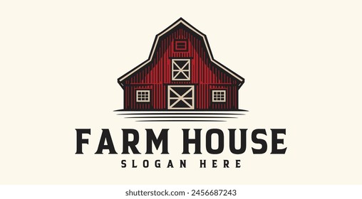 agricultural warehouse logo in red on white background