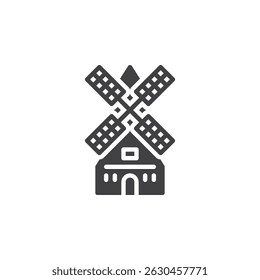 Agricultural Windmill vector icon. filled flat sign for mobile concept and web design. Farmland windmill glyph icon. Symbol, logo illustration. Vector graphics