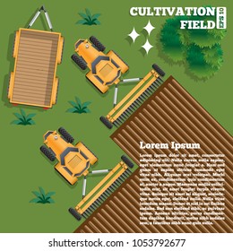 Agricultural work. View from above. Vector illustration.