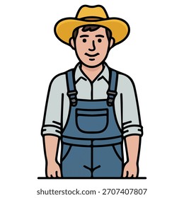 ilustração vetor ícone plano trabalhador agrícola isolado no fundo branco
