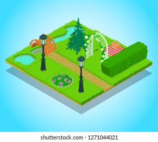 Agricultural zone vector concept banner. Isometric banner of agricultural zone vector concept for web, giftcard and postcard