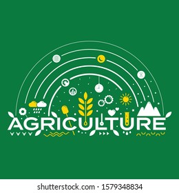 agriculture and agricultural symbols. agriculture concept on brown background. vector agricultural symbols