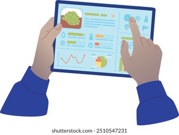 Aplicativo de agricultura na tela do tablet. Tecnologia agrícola digital isolada sobre fundo branco