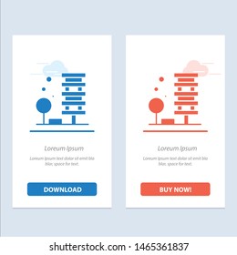 Agriculture, Architecture, Building, City, Environment  Blue and Red Download and Buy Now web Widget Card Template. Vector Icon Template background