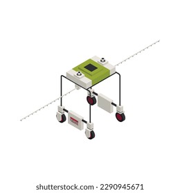 Agriculture automation smart farming isometric icon with robotic equipment 3d vector illustration