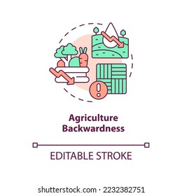 Agriculture backwardness concept icon. Challenge in achieving inclusive development abstract idea thin line illustration. Isolated outline drawing. Editable stroke. Arial, Myriad Pro-Bold fonts used