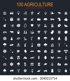 Agriculture big collection of vector symbols for icons and UI