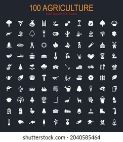 Agriculture big collection of vector symbols for icons and UI