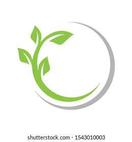 agriculture botany green circle leaf vector logo design template